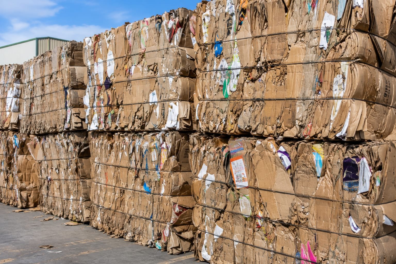 Baled recyclable material ready for collection