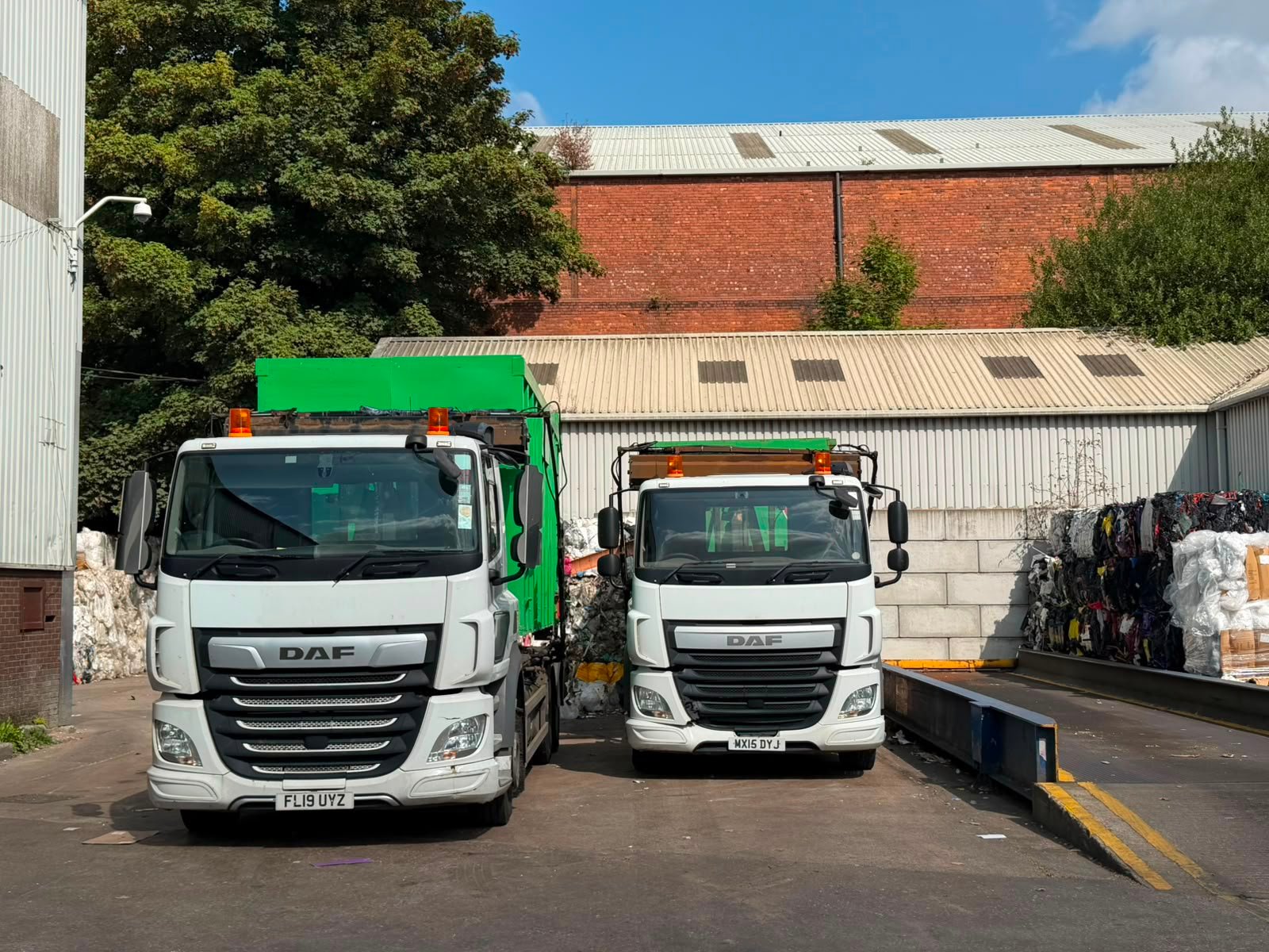 Skip hire container at a commercial site in Manchester