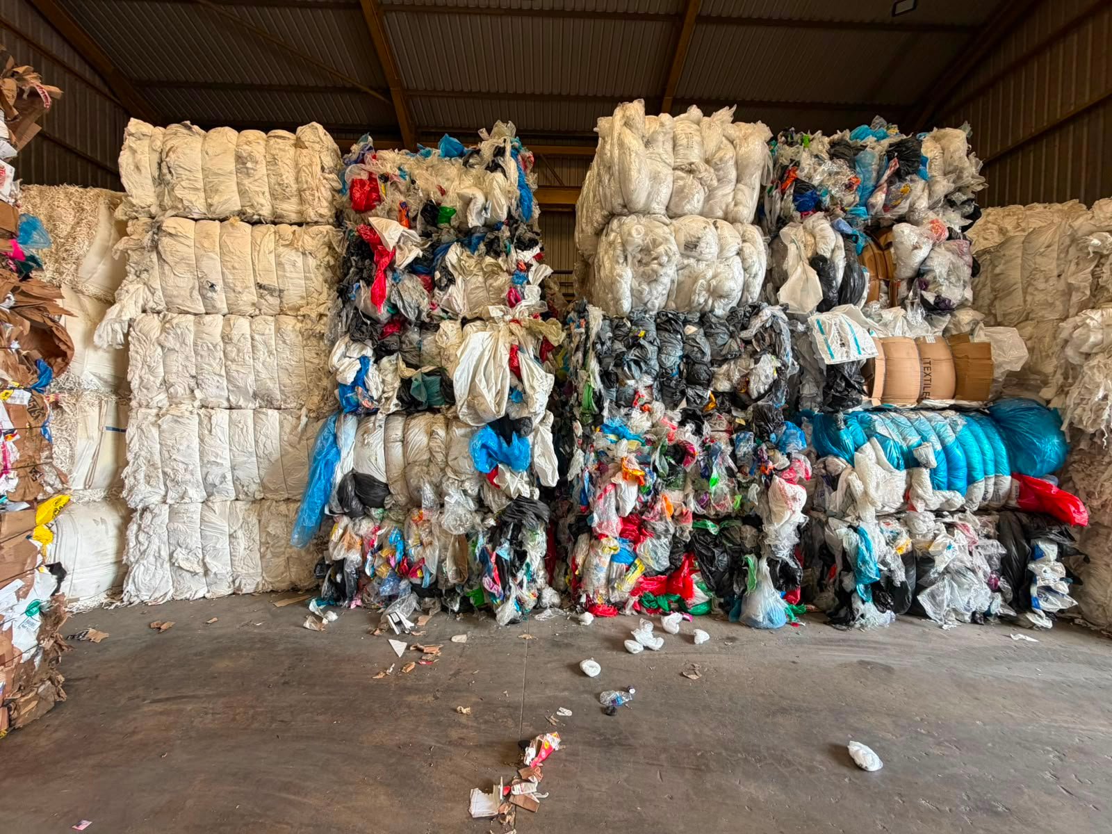 Plastic recycling materials sorted for processing
